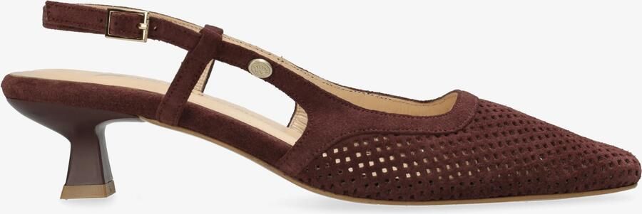 Fred de la bretoniere Carly Sling Perfo slingback suède bordeauxrood