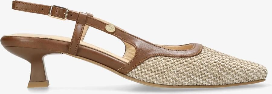 Fred de la bretoniere Carly Sling slingback raffia beige bruin