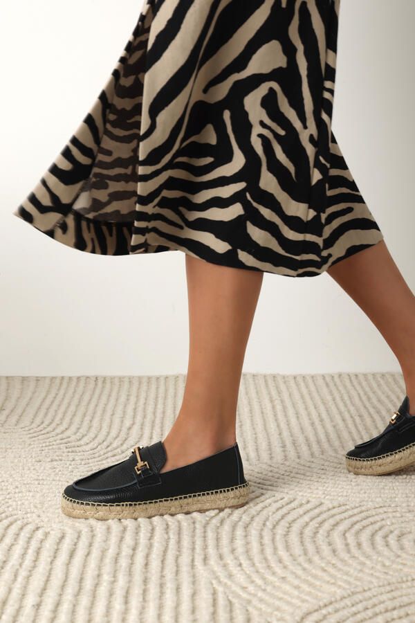 Fred de la bretoniere Eazia Giorgi espadrille Leer Ante zwart