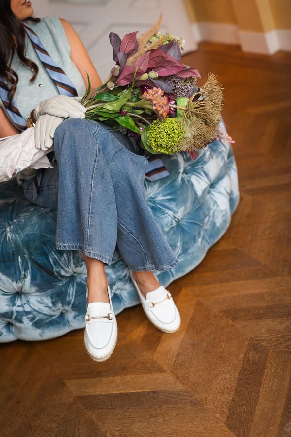 Fred de la bretoniere Eazia Giorgi espadrille Leer Wit