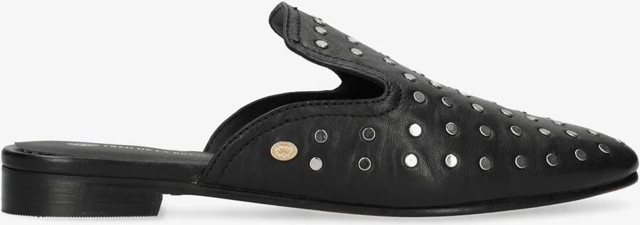 Fred de la bretoniere Elia Stud slipper Leer Zwart
