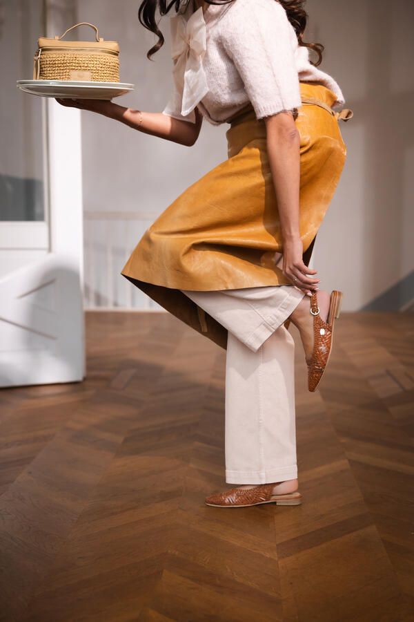 Fred de la bretoniere Ellis Cross sandaal glazed tan