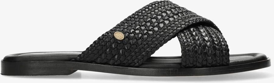 Fred de la bretoniere Ero Cross slipper gevlochten leer Zwart
