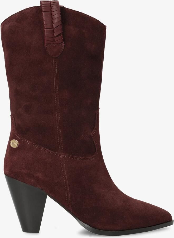Fred de la Bretoniere leren suède cowboy boots met hak bordeauxrood - Foto 4