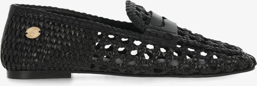 Fred de la bretoniere Glara woven mocassin leer zwart