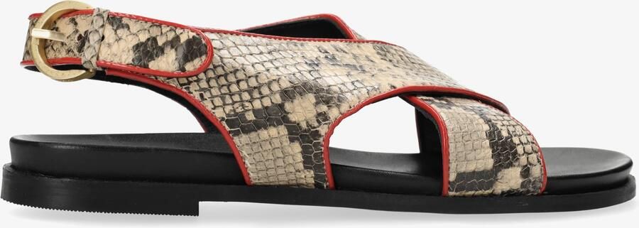 Fred de la bretoniere Greedy Cross sandaal snake zwart beige