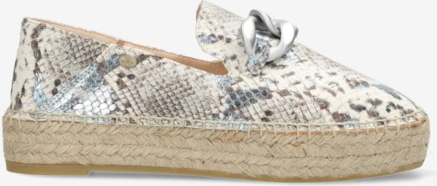 Fred de la Bretoniere June Chain Espadrille Geprint Leer Lichtblauw