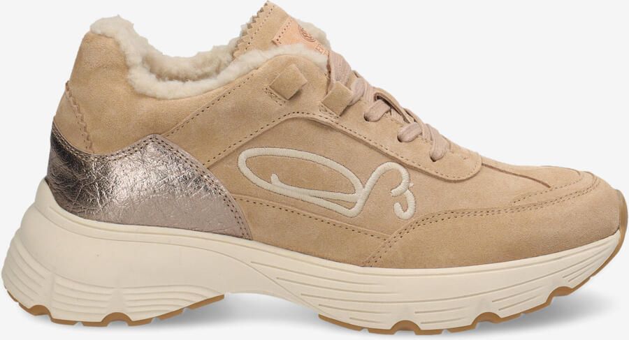 FRED DE LA BRETONIERE Lage Sneakers Dames Mariola Sign Teddy Lining Suède Zand