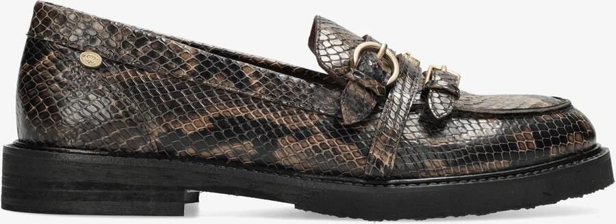 Fred de la Bretoniere Paris Grive Instapper Python Print Leer Donkerbruin - Foto 2