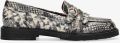 Fred de la Bretoniere Paris Grive Instapper Python Print Leer Zwart Wit - Zwart/Wit