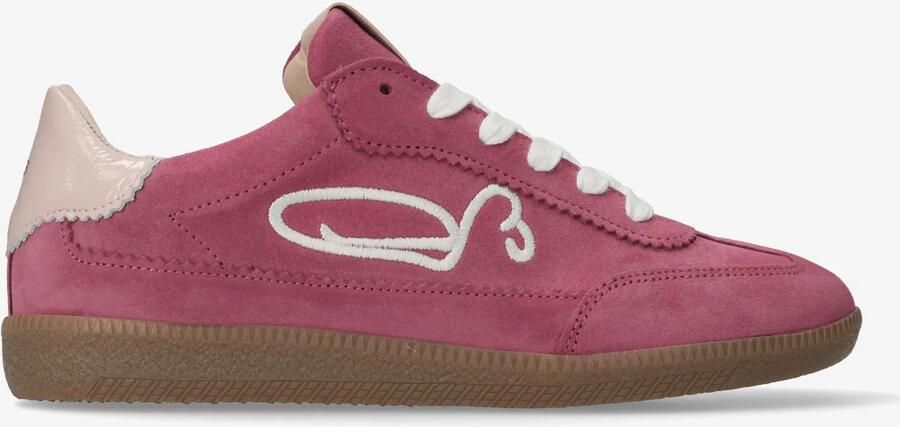 Fred de la bretoniere Pearl Sign sneaker Suède Framboosrood