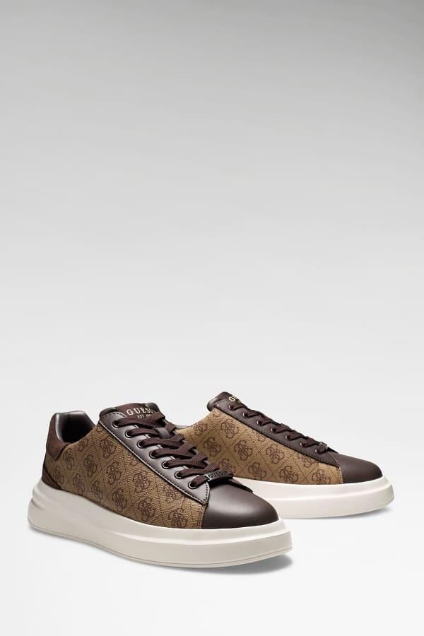 Guess Beige Sneakers 4G Logo Suede Inserts Beige Heren - Foto 4