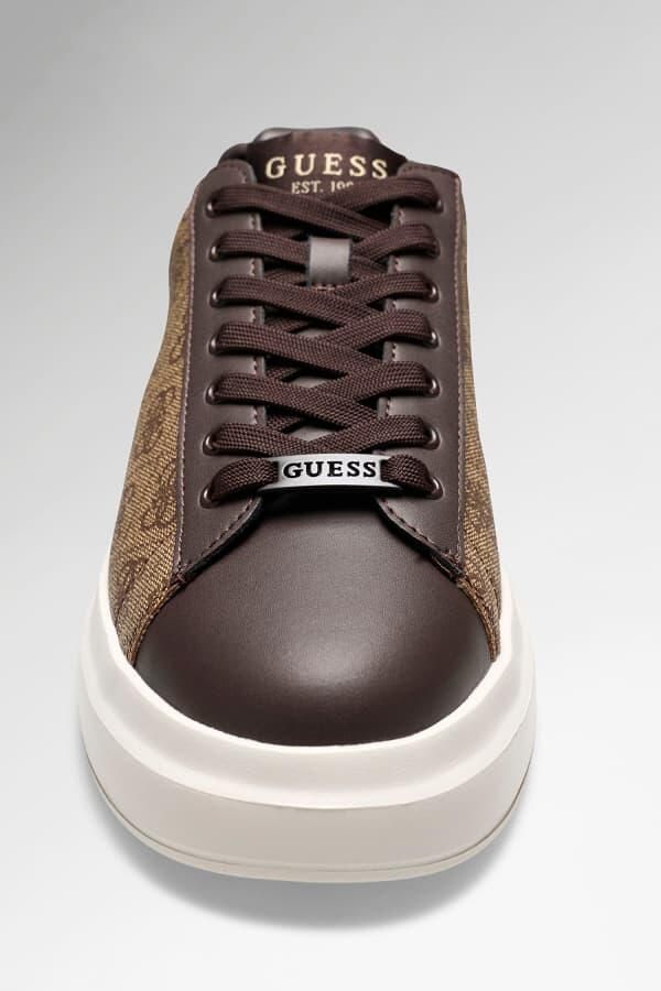 Guess Beige Sneakers 4G Logo Suede Inserts Beige Heren - Foto 7