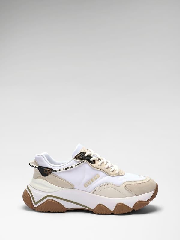 Guess Witte Polyethyleen Sneaker met Stof White Dames - Foto 8