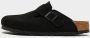 Birkenstock Boston Black narrow Shearling Veloursleder Suede Dames Pantoffels Zwart - Thumbnail 6