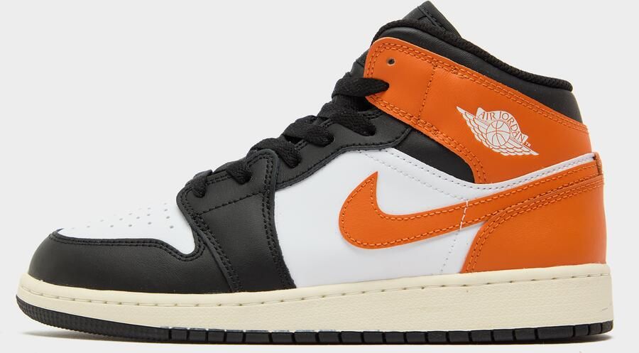 Nike Air Jordan 1 Mid Kinder Sneaker Zwart Wit Oranje - Foto 4