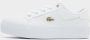 Lacoste Logo Sneakers Mat Leer Zijlabel In reliëf Brede Zool White Dames - Thumbnail 4
