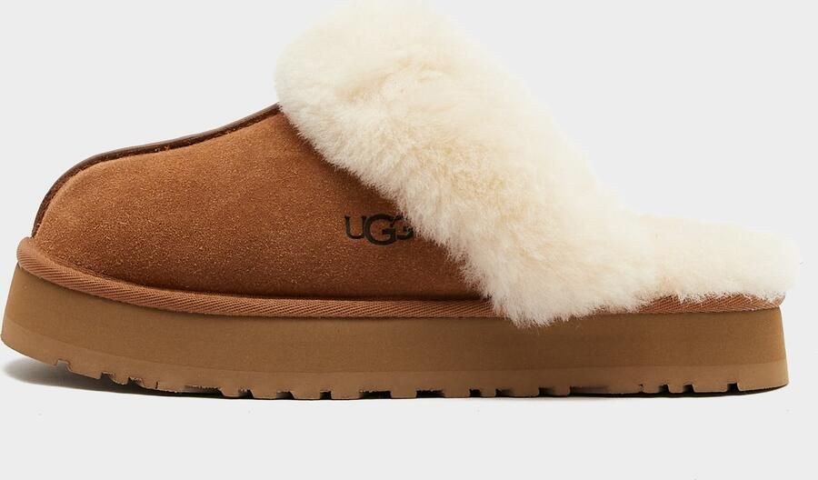 UGG Pantoffels Dames Sloffen Instappers Suède Harde zool Dichte hiel Disquette Cognac - Foto 16