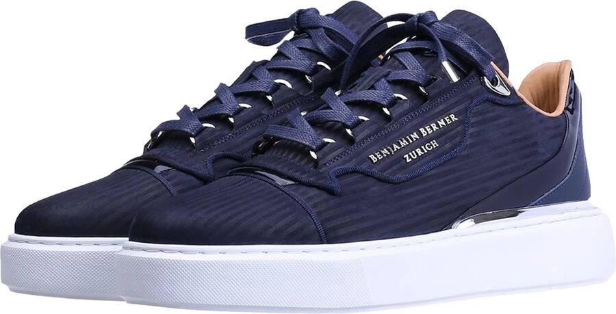 Benjamin Berner 3D Gestreepte Nubuck Sneaker Blue Heren - Foto 2