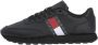Tommy Hilfiger Leather Runner TJM Essentials Heren Sneakers Zwart - Thumbnail 5