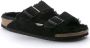 Birkenstock Arizona Shearling Veloursleder Suede Narrow Pantoffels Black - Thumbnail 4