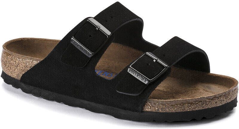 Birkenstock Arizona zwart suède zacht voetbed narrow sandalen uni (951323)  - Schoenen.nl