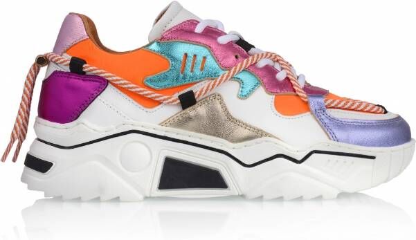 DWRS LABEL Jupiter Orange Multi Oranje Leer Lage sneakers Dames - Foto 4