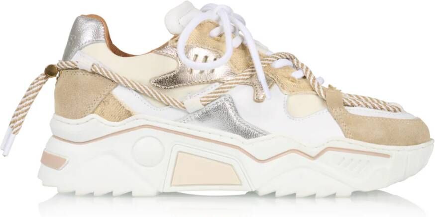 DWRS JUPITER snake chunky leren sneakers zand champagne - Foto 5