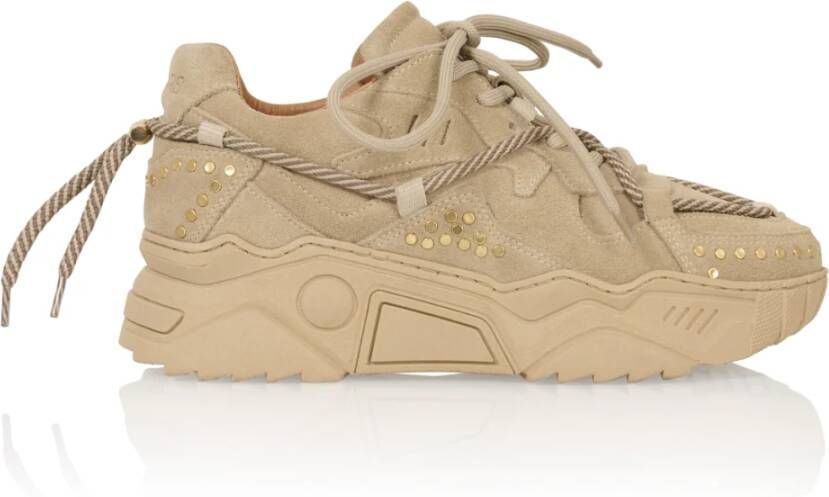 DWRS JUPITER studs chunky leren sneakers beige - Foto 3
