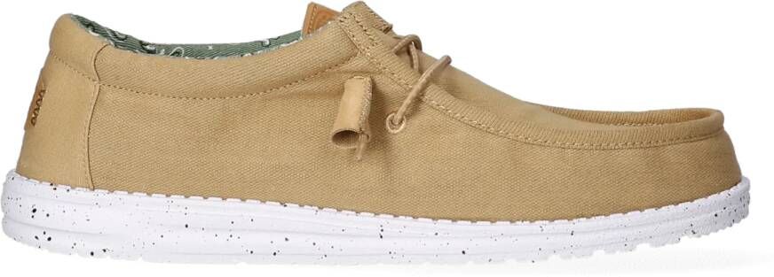 HEYDUDE Wally Washed Canvas Heren Schoenen Bruin Maat: 37 Canvas Foot Locker