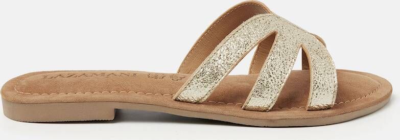 Lazamani Metallic Gouden Leren Slippers Yellow Dames - Foto 6