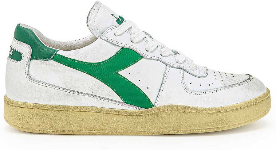 Diadora Sneakers Heren Lage sneakers Herenschoenen Leer Mi bask low used Wit groen - Foto 11
