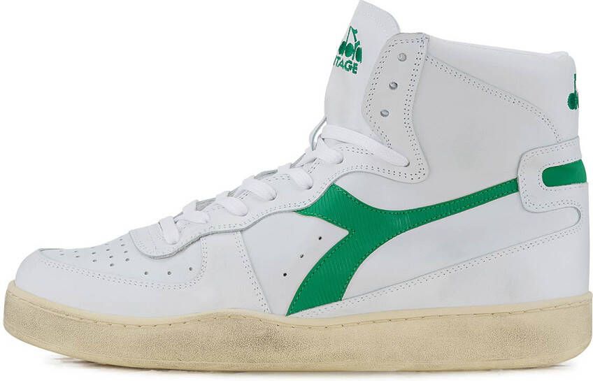 Diadora Mi Basket Used C6834 Bianco Verde Verdeggiante