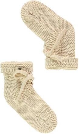 A Tiny Story gebreide baby slofjes beige Katoen Effen