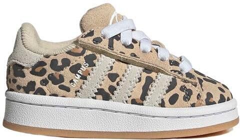 Adidas Originals Campus 00's suède sneakers met panterprint camel zwart Bruin