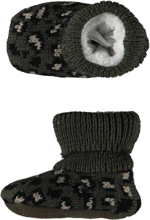 Apollo gebreide slofjes legergroen Polyester All over print 16 17