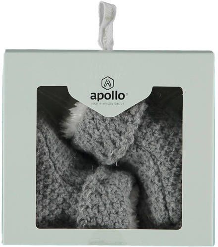 Apollo gebreide baby slofjes 0-3 mnd grijs Jongens Meisjes Polyester Effen 0-3 mnd