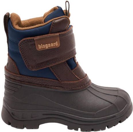 Bisgaard leren snowboots met profielzool donkerbruin blauw Jongens Leer