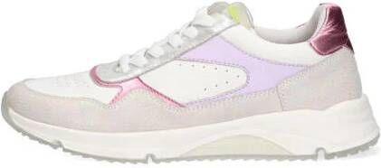 Braqeez leren sneakers wit lila Meisjes Leer Meerkleurig 33