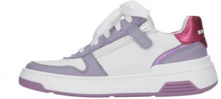 Braqeez leren sneakers wit lila Paars Meisjes Leer Meerkleurig 34