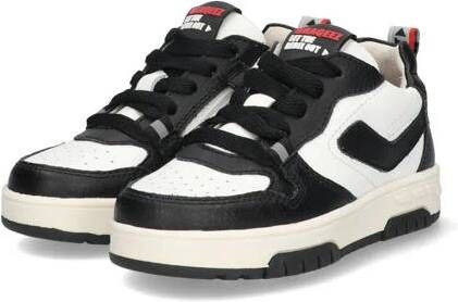 Braqeez 424254-589 Jongens Lage Sneakers Zwart Wit Leer Veters