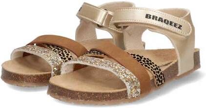 Braqeez Sammy Spain leren sandalen champagne Wit Meisjes Leer Meerkleurig 28