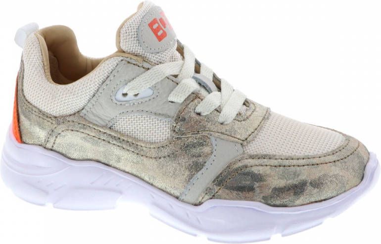 Braqeez Renee Run Meisjes Lage Sneakers Beige Print Leer Veters - Foto 2