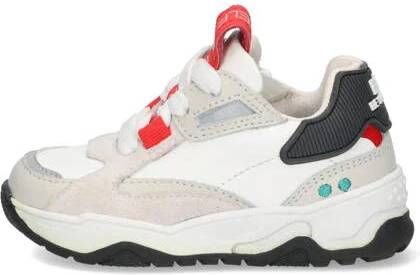 BunniesJR Cody Chunky suède sneakers wit grijs rood Jongens Suede Meerkleurig 28