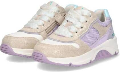 BunniesJR Fenna Force chunky leren sneakers beige lila Paars Meisjes Leer 30