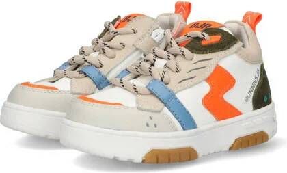 BunniesJR 224310-503 Jongens Lage Sneakers Beige Oranje Wit Blauw Leer Veters - Foto 2