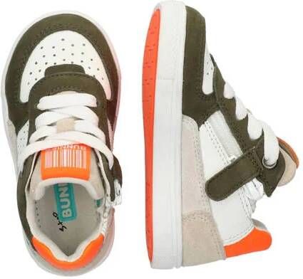 BunniesJR 224303-569 Jongens Lage Sneakers Groen Grijs Wit Oranje Leer Veters - Foto 2