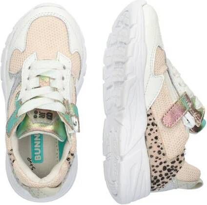 BunniesJR 224343-596 Meisjes Lage Sneakers Wit Beige Print Multicolor Imitatieleer Veters - Foto 3
