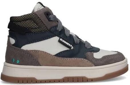 BunniesJR leren sneakers antraciet beige Grijs Jongens Leer