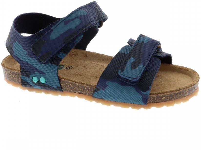 BunniesJR Bunnies JR Bas Beach Jongens Sandalen Blauw Print Leer Klittenband - Foto 3